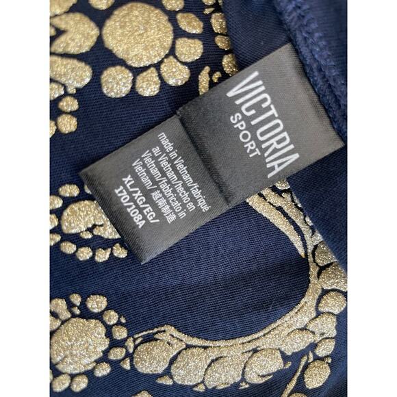 VICTORIA SECRET SPORT T-SHIRT GOLD QUEEN CROWN GRAPHIC BLUE SZ XL ATHLEISURE - Picture 6 of 10